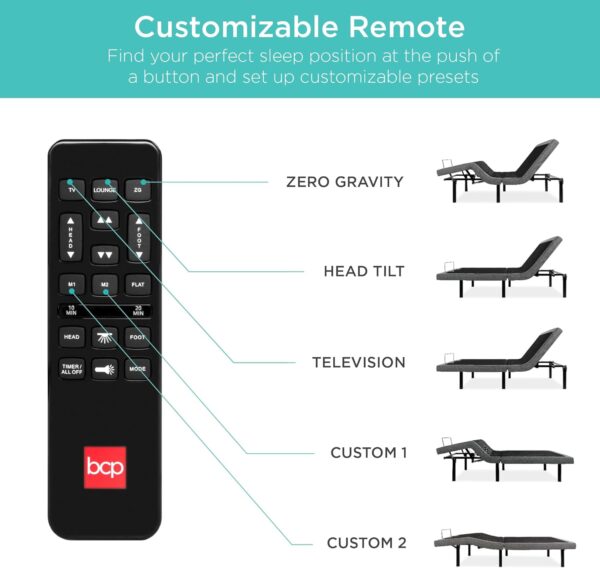 243c189d4b3d4eb58d9543370124e79d Best Choice Products Ergonomic Twin XL Size Adjustable Bed Frame, Electric Base w/Wireless Remote Control, Nightlight, Massager, 2 USB Ports