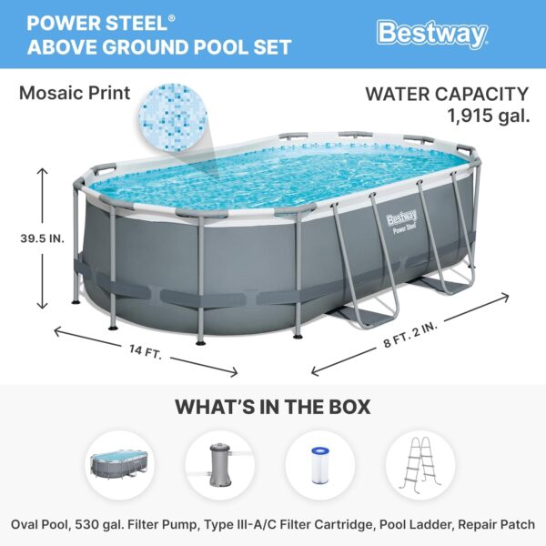 248ab698565e495e9f6b32a6e38789e9 Bestway Oval Above Ground Pool Set (10' x 6'7" x 33")| Includes Filter Pump & ChemConnect Dispenser