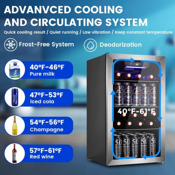24d0fe61942446e4af1a39c888dab755 Mini Fridge 130 Can Beverage Refrigerator Cooler, 3.2 Cu.Ft Drink Fridge for Soda Wine Beer, Adjustable Temperature Control for Home Office, Black