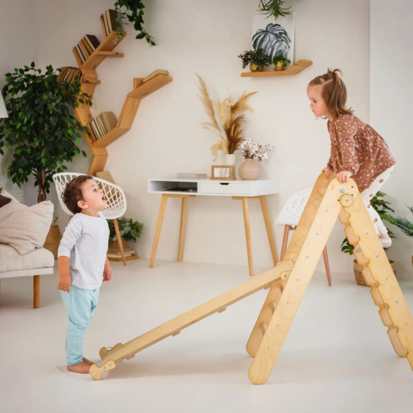 24f0b85ff5c8485ab59fea257e02520c Toddler Indoor Play Equipment 2in1: Foldable Triangle Ladder and Slide/Climbing Board - Montessori Playground for Kids and Babies