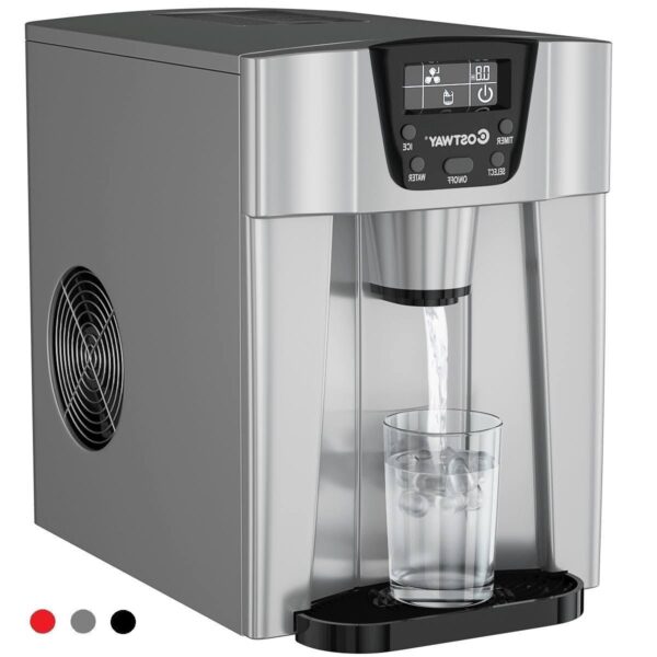 2548203b0f454fc493c6a3903dec0c5b 2 in 1 Ice Maker Water Dispenser Countertop 36lbs/24H LCD Display Portable New – Black