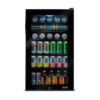 NewAir - 126-Can Beverage Cooler with Glass Door, Adjustable Shelves, 7 Temperature Settings and Lock - Black