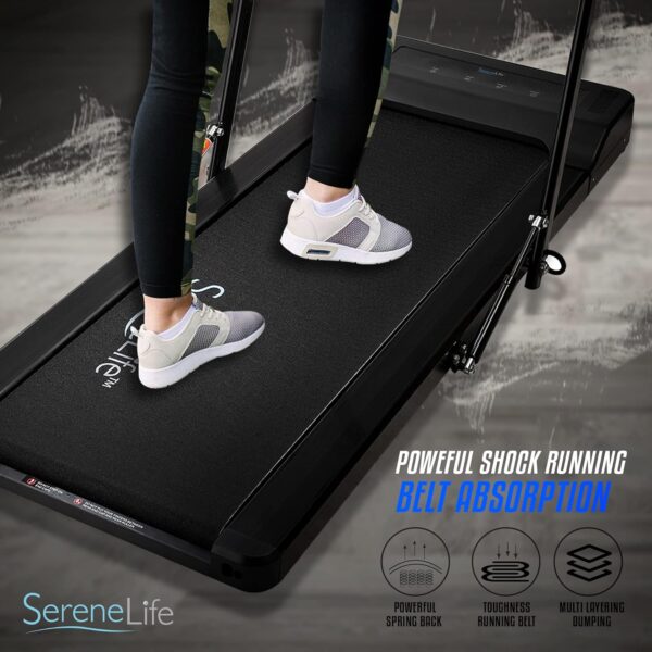 25fb4519f60d4258afd43577b81ab207 SereneLife Folding Treadmill - Foldable Home Fitness Equipment with LCD for Walking & Running - Cardio Exercise Machine - Preset and Adjustable Programs - Bluetooth Connectivity