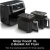 DZ401 Foodi 10 Quart 6-in-1 DualZone XL 2-Basket Air Fryer with 2 Independent Frying Baskets, Match Cook & Smart Finish to Roast, Broil, Dehydrate for Quick, Easy Family-Sized Meals, Grey