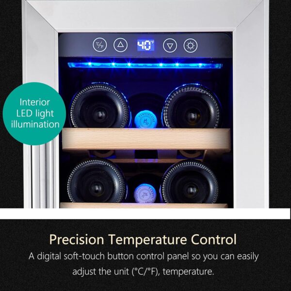 26526eef6c3847ca8db5b611ec1fbe22 24 inch Wine Cooler, 46 Bottle - Dual Zone Built-in or Freestanding Fridge with Stainless Steel Reversible Glass Door, for Home, Kitchen, or Office.