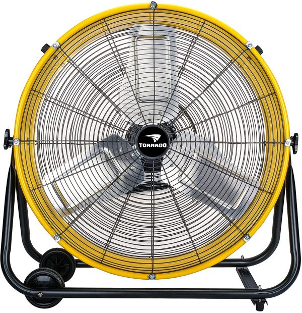 2661e9fd15e44569ab859e8d11324d2a 24 Inch Grade UL Listed High Velocity Movement Heavy Duty Drum 3 Speed Air Circulator Fan 7800 CFM Industrial, Commercial, Residential, and Greenhouse Use, Yellow