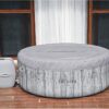 Bestway SaluSpa Fiji AirJet Large Round 2 to 4 Person Inflatable Hot Tub Portable Outdoor Spa with 120 AirJets and EnergySense Cover, Grey