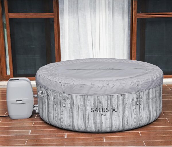 267c72547e424a2bb84527e417beab06 Bestway SaluSpa Fiji AirJet Large Round 2 to 4 Person Inflatable Hot Tub Portable Outdoor Spa with 120 AirJets and EnergySense Cover, Grey