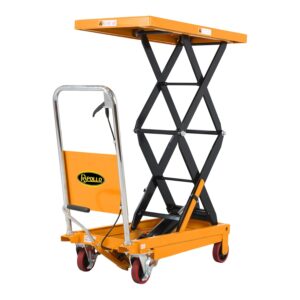 APOLLOLIFT Hydraulic Lift Table Cart – 770 lbs Capacity, 51" Max Height, Double Scissor Lift with Safety Guard & 4 Wheels