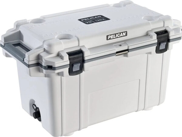 276831ded1054b1a995b96e79ad19948 Pelican Elite 70 Quart Cooler White/Gray