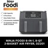 DZ401 Foodi 10 Quart 6-in-1 DualZone XL 2-Basket Air Fryer with 2 Independent Frying Baskets, Match Cook & Smart Finish to Roast, Broil, Dehydrate for Quick, Easy Family-Sized Meals, Grey