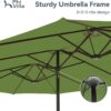 15ft Patio Umbrella Double-Sided Outdoor Market Extra Large Umbrella with Crank, Umbrella Base Included (Dark Red)