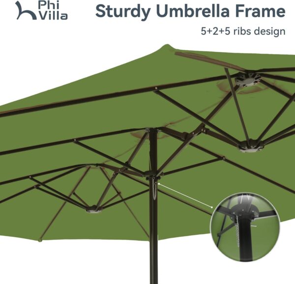 27817d9044df4d1fbf77956b1c6e00a0 15ft Patio Umbrella Double-Sided Outdoor Market Extra Large Umbrella with Crank, Umbrella Base Included (Dark Red)