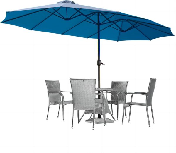27efb95379d147bb97bdda4d284b873d 15ft Patio Umbrella with Solar Lights, Large Double Umbrella Outdoor, Rectangle 180''x106'' Umbrellas with 156 PCS LED Lights and Crank Handle for Backyard Deck Pool Shade in Black(1.9" Pole)