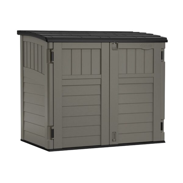 Suncast Modernist Horizontal Low-Profile Storage Shed, Gray, 3 Doors, 4'x2.5', covers 34 Cubic feet