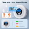 Natural Gas and Carbon Monoxide Detector 100% Battery-Powered CO&CH4 with LED Display and Audible Visual Alerts Methane Leak Sensor for Home RV Kitchen Apartment Safety (Includes Batteries)