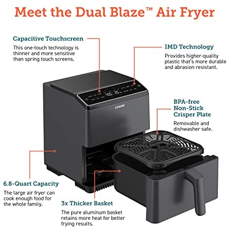 288e7c361d0249db9d2f3c6c5e2b3388 Air Fryer 6.8Qt, Dual Blaze with 360 ThermoIQ Tech
