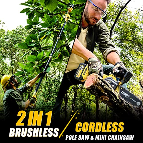 290e111eaa3e4c9db21284256f3d8d41 2-in-1 Brushless Pole Saw & Mini Chainsaw, IMOUMLIVE 8" Cutting Cordless Power Pole Saw for Wood Cutting, Trimming