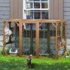 Coziwow Outdoor Cat House Enclosure Pet Cage Catio W/ Asphalt Roof, 3 Platforms, Gray