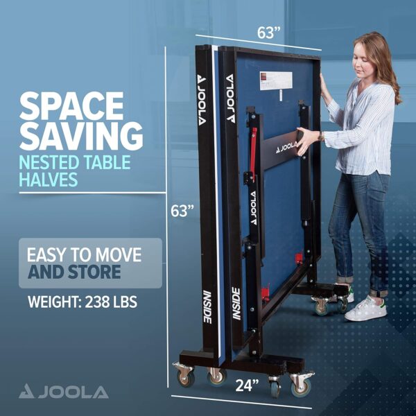 299290844f044ec6919c7585212878d2 JOOLA Inside Professional MDF Indoor Ping Pong Table with Quick Clamp Table Tennis Net and Post Set - 10 Minute Easy Assembly - Tournament Quality - Foldable with Single Player Playback Mode