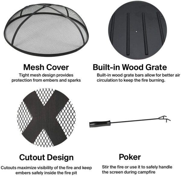 Aretha Easily Transportable Wood Burning Fire Pit And Grill Pit For Porch Party