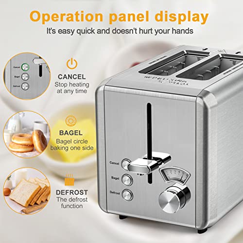 2ab40cee4b7b4e25ba910458a5332b4d whall Toaster 2 slice Stainless Steel Toasters with Bagel, Cancel, Defrost Function, for Various Bread Types