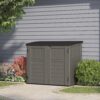 Suncast Modernist Horizontal Low-Profile Storage Shed, Gray, 3 Doors, 4'x2.5', covers 34 Cubic feet
