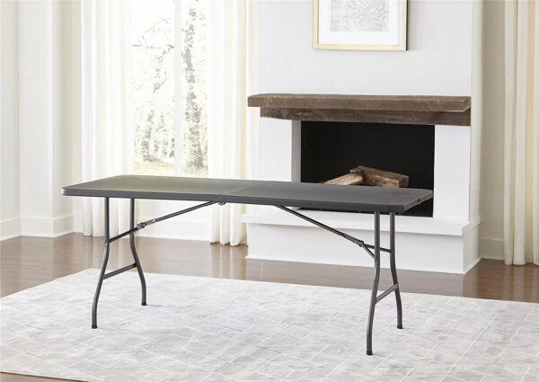 2b39391f44c746588bbb0fbceeaa246f COSCO Deluxe 6 foot x 30 inch Fold-in-Half Blow Molded Folding Table, Black