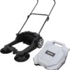 Walk-Behind Outdoor Hand Push Floor Sweeper - 5.25 Gallon Capacity - 25.5" Sweeping Width - Sweeps up to 27,900 ft² / Hour, Grey