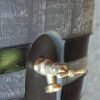 RTS Home Accents Polyethylene 50 Gallon Flat Back Brass Spigot Rain Barrel, Woodgrain with Black Stripes Color