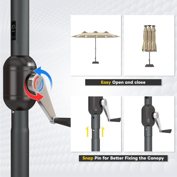 2cb722feb8854ca2b9f98c4d0a53f1c0 15ft Patio Umbrella with Solar Lights, Large Double Umbrella Outdoor, Rectangle 180''x106'' Umbrellas with 156 PCS LED Lights and Crank Handle for Backyard Deck Pool Shade in Black(1.9" Pole)
