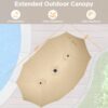 15 ft Large Patio Umbrella with Solar Lights Double-Sided Outdoor Rectangle Market Umbrellas with 36 LED Lights/Base Included/Easy Crank for Patio Garden Yard Pool Lawn, Brown