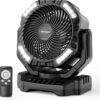 40000mAh Rechargeable Camping Fan, Battery Operated Fan with Light & Remote, 12" Portable Outdoor Fan, Auto Oscillating Battery Powered Floor Fan for Tent RV Car Travel Jobsite Hurricane Power Outages