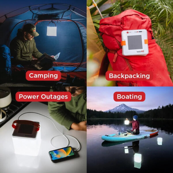 LuminAID 2-in-1 Solar Camping Lantern and Phone Charger - Inflatable LED Lamp for Camping, Hiking and Travel - Emergency Light for Power Outages, Hurricane, Survival Kits - As Seen on Shark Tank