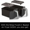DZ401 Foodi 10 Quart 6-in-1 DualZone XL 2-Basket Air Fryer with 2 Independent Frying Baskets, Match Cook & Smart Finish to Roast, Broil, Dehydrate for Quick, Easy Family-Sized Meals, Grey