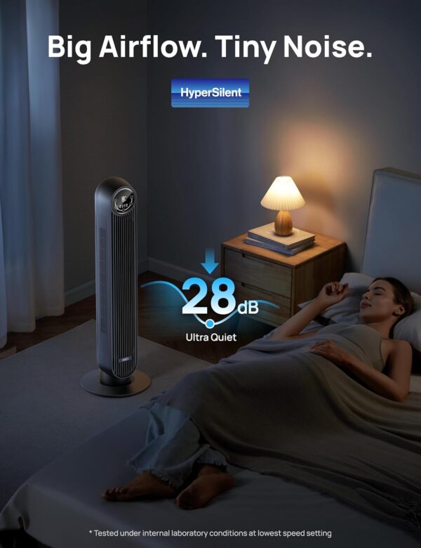 2d7cc8c720564ab1b53357a91083c0eb Dreo Tower Fan for Bedroom, 25ft/s Smart Standing Fans, 90° Oscillating Floor Fan with 4 Modes, 4 Speeds, 8H Timer, 28dB, Bladeless, Remote, 28 dB, Works with WiFi Voice Control