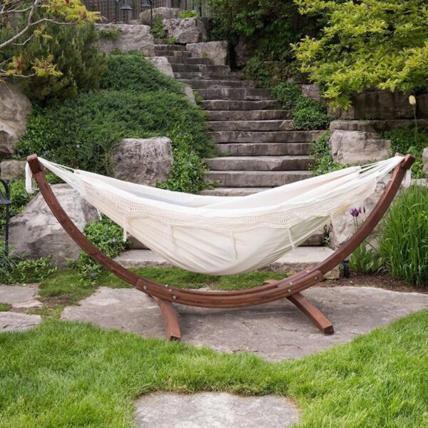 2dd197874a9a4b0f87c1fc3d77aea1c4 Vivere Double Cotton Hammock with Solid Pine Stand- Natural