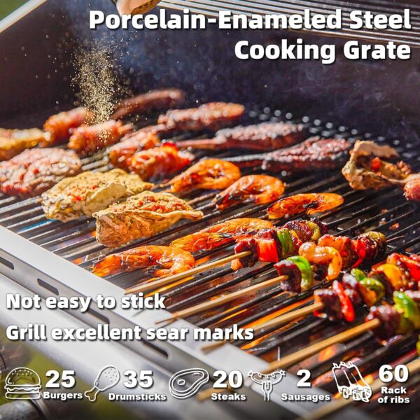 2debf666f9d9481fb83a11542c0dec26 Upgraded 4 Burner BBQ Propane Gas Grill with Cast Iron Grates & Side Stove, 44,000 BTU Stainless Steel Burner Barbecue Grill for Patio, Camping, Outdoor Cooking MELLCOM