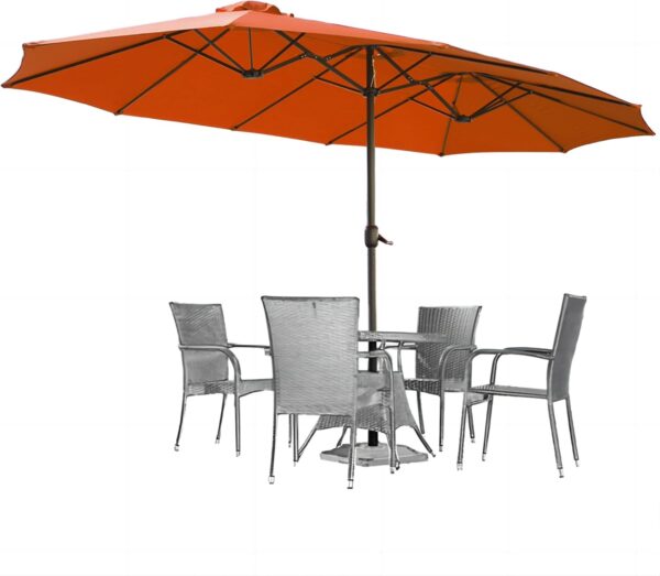 2e22e80f0dfd42988f8a46555bca46d1 15ft Patio Umbrella with Solar Lights, Large Double Umbrella Outdoor, Rectangle 180''x106'' Umbrellas with 156 PCS LED Lights and Crank Handle for Backyard Deck Pool Shade in Black(1.9" Pole)