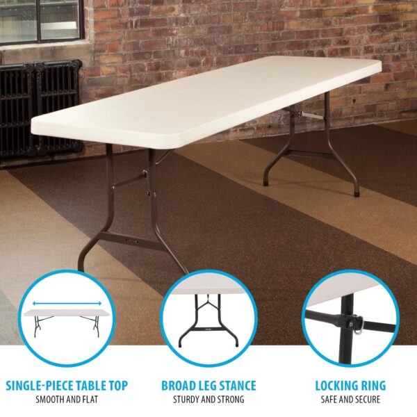 Lifetime 8 Foot Rectangle Folding Table, Indoor/Outdoor Commercial Grade, Almond (22984)