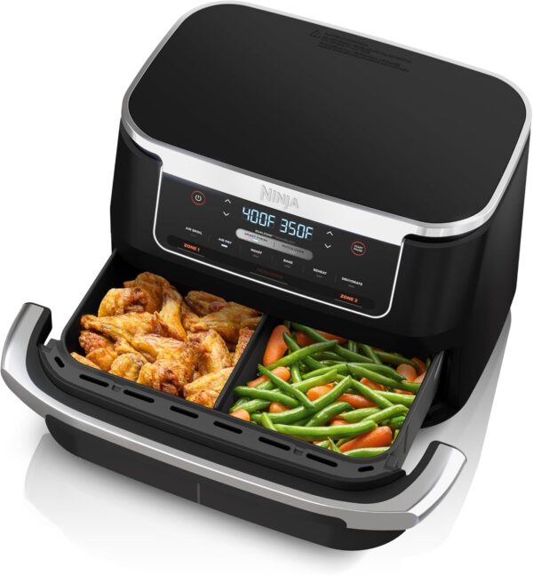 2ec588b8f785481591974683263df9c0 DZ401 Foodi 10 Quart 6-in-1 DualZone XL 2-Basket Air Fryer with 2 Independent Frying Baskets, Match Cook & Smart Finish to Roast, Broil, Dehydrate for Quick, Easy Family-Sized Meals, Grey