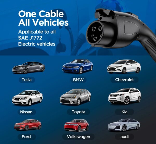 2edfefd050a34fbfb0b8824066bf8a61 Level 2 & Level 1 EV Charger, 16Amp 110-240V Portable J1772 Electric Car Charger with Adjustable Amp Delayed Timer 25ft Long Cord