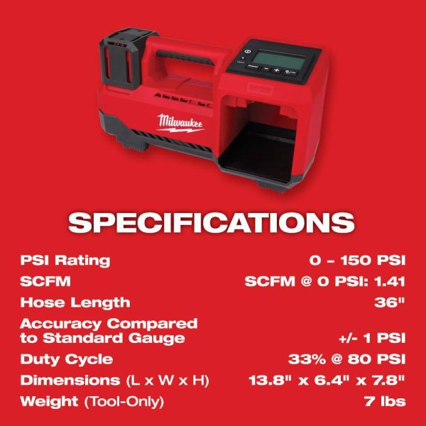 2ee3d15c4b9b42bc88a43844e75757f9 2848-20 M18 18-Volt Lithium-Ion Cordless Inflator (Tool-Only)