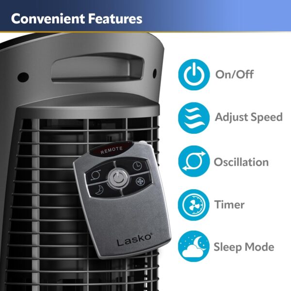 2f0e638fdb7141338054624b0dedf080 LASKO Elevation 42”-54” Adjustable Height Pedestal Tower Fans for Home, 31 ft/s Airflow, Quiet 28 dB on Low, 90° Oscillation, 12 Hour Timer, Remote Control, Black, EST100