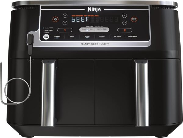 2f2e863972c34547bc6e6d1f4bd72a89 DZ401 Foodi 10 Quart 6-in-1 DualZone XL 2-Basket Air Fryer with 2 Independent Frying Baskets, Match Cook & Smart Finish to Roast, Broil, Dehydrate for Quick, Easy Family-Sized Meals, Grey