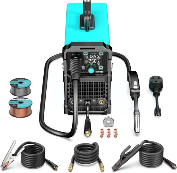 2f3e50ba54e94c8ca6544c6bdd98889b 145A MIG Welder, 110V/220V Dual Voltage Gas/Gasless Flux Core MIG Welder/Lift TIG/Stick 3 in 1 Synergic MIG145 9GEN Welding Machine, Flux/Solid Welder Digital Screen Display