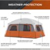 CORE Straight Wall Cabin Tents | 10 Person / 11 Person / 12 Person Large Multi Room Family Tents for Car Camping & Outdoor Adventures
