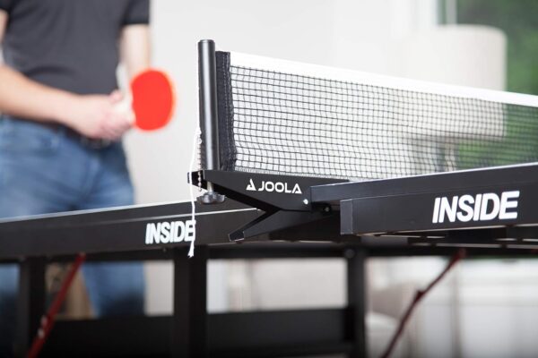 2fe3fff338b54fbeab091d5478ebb915 JOOLA Inside Professional MDF Indoor Ping Pong Table with Quick Clamp Table Tennis Net and Post Set - 10 Minute Easy Assembly - Tournament Quality - Foldable with Single Player Playback Mode