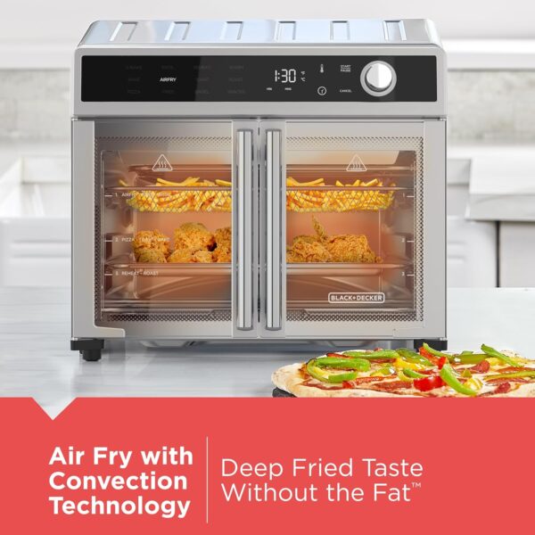 305813a8a6d14cab8dcfbb7d97f99f11 Crisp 'N Bake Air Fryer Toaster Oven Combo, 12 in 1 Countertop Convection Oven Cooks Food Fast, Fits a Whole Pizza or 6 Toast Slices, French Doors with Stainless Steel Finish