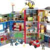 Wooden play set, 3 levels, with 26 accessories, folds for storage